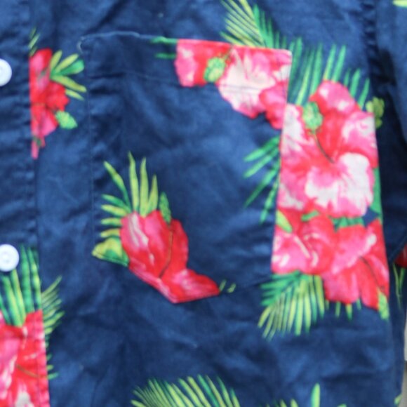 J CREW Blue Red Hawaiian Floral Cotton Linen Blend Slim Button Down Shirt Sz MED - Picture 3 of 3